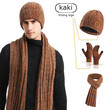 Bộ 3 món mũ len dệt kim, khăn quàng và găng tay unisex dày giữ... - ảnh 5