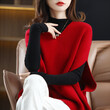 Áo len gile nữ dáng rộng, cổ V tay dơi, trơn màu, kiểu chui đầu... - ảnh 3