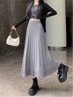 Chân váy len dệt kim mềm nữ cạp cao xếp ly dáng chữ A dài vừa... - ảnh 3