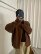 Áo len cardigan dệt kim nữ cổ bẻ, khóa kéo 2 đầu, sợi hoa mềm... - ảnh 3