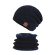 Bộ mũ len nam nữ dệt kim giữ ấm mùa đông ngoài trời kèm khăn... - ảnh 1