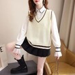 Áo len gile nữ form rộng cổ chữ V dệt kim