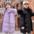 Áo khoác phao lông vũ bé gái dáng dài, dày dặn giữ ấm mùa đông