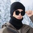 Mũ len nam mùa đông giữ ấm, chống gió, kèm khăn cổ có lót lông dày dặn