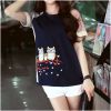 Áo thêu gia đình ba chú chim cú đậu trên cành cây
