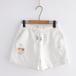 Quần short nữ thêu hình chú mèo đang mơ về cá