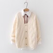 Áo len cardigan cổ chữ V họa tiết xoắn vừa  