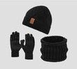 Set 3 món nam mũ len, khăn ống và găng tay giữ ấm mùa đông ngoài trời