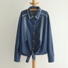 Áo denim phối ren trắng tinh tế