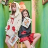 Set áo + chân váy tai thỏ túi hình trái tim phong cách Lolita
