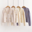 Áo khoác len cardigan nữ form ngắn thêu hoa