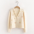Áo khoác len cardigan nữ form ngắn thêu hoa