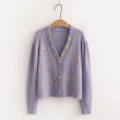 Áo khoác len cardigan nữ form ngắn thêu hoa