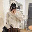 Áo khoác len cardigan nữ thiết kế có mũ khóa kéo