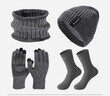 Bộ giữ ấm nam, nữ 4 món: mũ len lót lông, khăn ống, găng tay cảm ứng, vớ cao cổ
