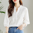Áo sơ mi tay lỡ nữ cổ chữ V 