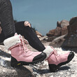 Giày boot nữ đi tuyết lót bông chống thấm nước và chống trượt mùa đông