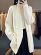 Áo cardigan len dáng dài trơn màu nữ thiết kế cổ ve phong cách lười biếng giữ ấm chất len dày