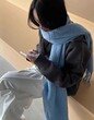  Khăn choàng cổ nữ màu trơn, đan tua rua dày ấm áp mùa đông  