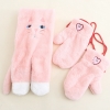 Set khăn choàng cổ + găng tay thêu hình mặt mèo và trái tim phong cách Lolita