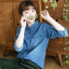 Áo somi denim mùa xuân