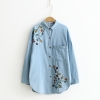Áo sơ mi denim thêu hoa