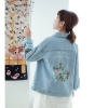 Áo somi denim thêu hoa