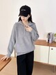 Áo len dệt kim nữ kiểu lười, cổ cao nửa khóa kéo