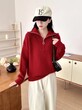 Áo len dệt kim nữ kiểu lười, cổ cao nửa khóa kéo