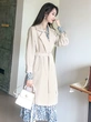 Áo khoác măng tô nữ dáng lỡ kèm đai áo
