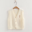 Bộ áo len gile cardigan + áo sơ mi nữ đính cavat