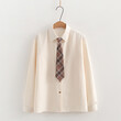 Bộ áo len gile cardigan + áo sơ mi nữ đính cavat