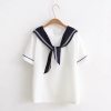 Áo thun kiểu thủy thủ đính khăn quàng vải voan