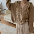 Áo khoác len cardigan nữ dệt kim thêu hoa phong cách retro