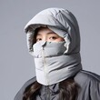 Mũ trùm đầu nữ liền cổ và mặt nạ, mùa đông có lót nỉ, giữ ấm