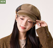 Mũ beret nữ thu đông, họa tiết kẻ caro phối màu.