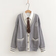 Áo cardigan cổ chữ V nữ chất liệu dệt kim mùa thu đông
