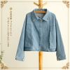 Áo khoác denim ngắn họa tiết hoạt hình mặt sau