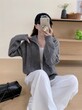 Áo khoác len cardigan nữ dáng lười, dệt kim vặn thừng khóa kéo 2 chiều