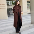 Áo khoác trench coat dáng dài nữ, phong cách cao cấp, cổ bẻ có đai thắt eo