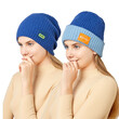 Mũ len unisex nam nữ, đội được 2 mặt mùa đông dày dặn, phối màu, giữ ấm, che tai