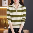 Áo len chui đầu phối màu cổ ve