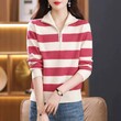 Áo len chui đầu phối màu cổ ve
