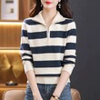 Áo len chui đầu phối màu cổ ve
