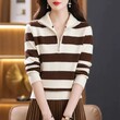Áo len chui đầu phối màu cổ ve