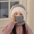 Mũ len trẻ em hoạt hình tai thỏ che cổ tích hợp mũ chui đầu mùa đông