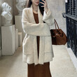 Áo khoác cardigan len nữ dáng trung dài retro,đơn giản, thanh lịch phong cách “lười biếng” trẻ trung