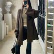 Áo khoác cardigan len nữ dáng trung dài retro,đơn giản, thanh lịch phong cách “lười biếng” trẻ trung