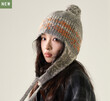 Mũ len nữ kiểu tai bèo họa tiết, đính quả bông ngọt ngào dễ... - ảnh 3
