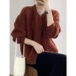 Áo len cardigan nữ cổ tròn túi lớn